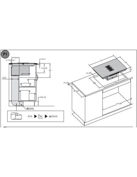 CATA AS 750 Induction hob with extractor