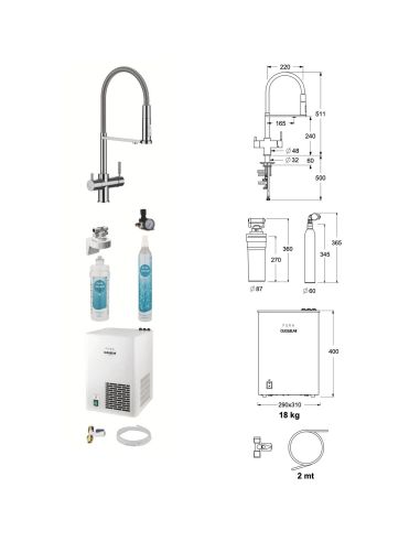 GUGLIELMI AP61010 PURA Still+Sparkling 5in1 Комби Смеситель с Душевой головкой с CO2 для фильтра питьевой воды (11)