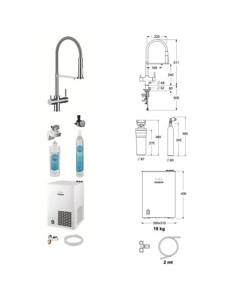 GUGLIELMI AP61010 PURA Still+Sparkling Combi 5in1 Keittiöhana suodatettua ja suodattamatonta vettä varten (11)