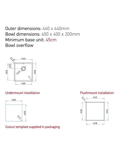 PYRAMIS ASTRIS COLORA (40x40) 1B PVD Köögivalamu