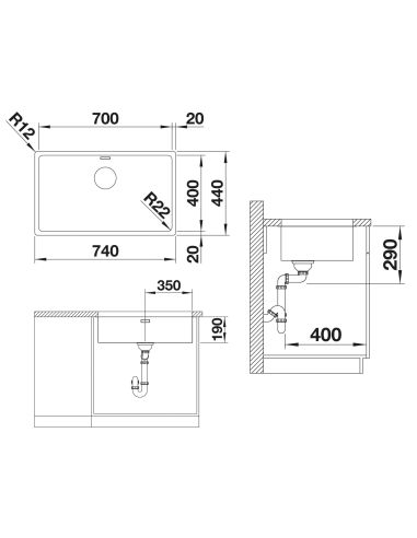 BLANCO ANDANO 700-U 522971 RST Köögivalamu