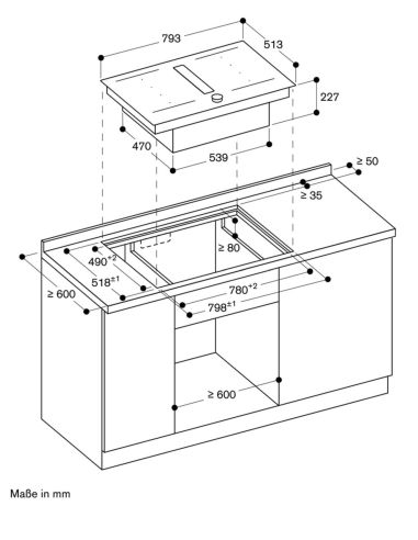 GAGGENAU CV282110 Flex induction cooktop with integrated ventilation system
