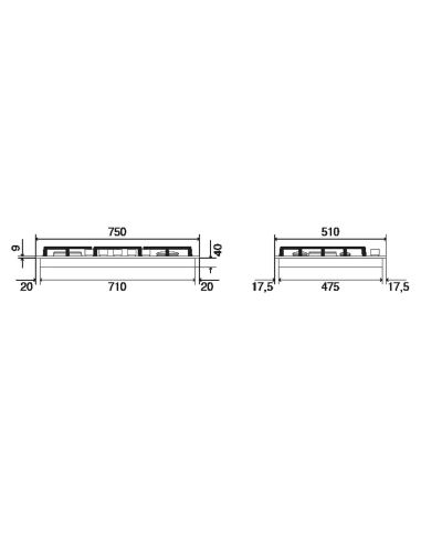 Ilve HCG75SCK Professional Plus 75cm 5 polttimen kaasutaso keraamista lasia (2)