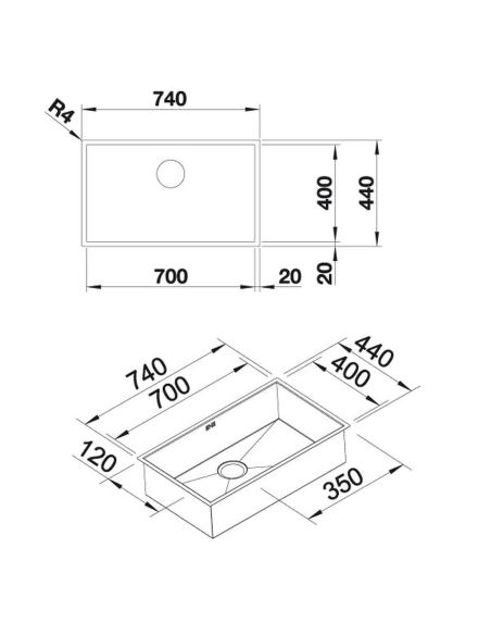 BLANCO ZEROX 700-U Durinox Undermount Stainless Steel Kitchen sink