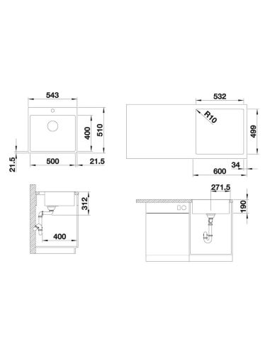 BLANCO SUBLINE 500-IF/A SteelFrame Silgranit Köögivalamu