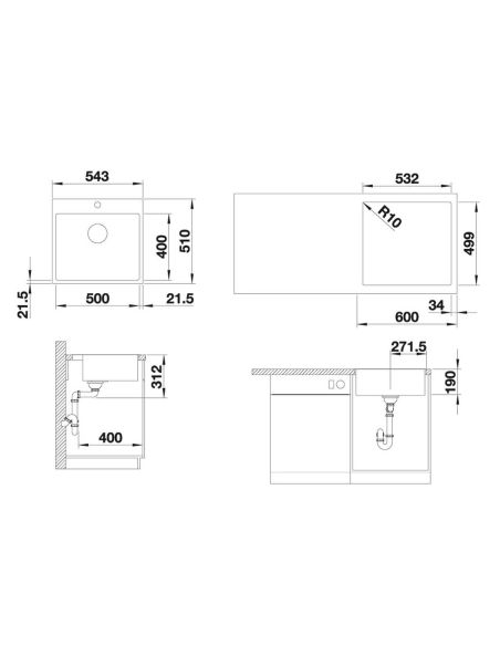 BLANCO SUBLINE 500-IF/A SteelFrame Silgranit Köögivalamu