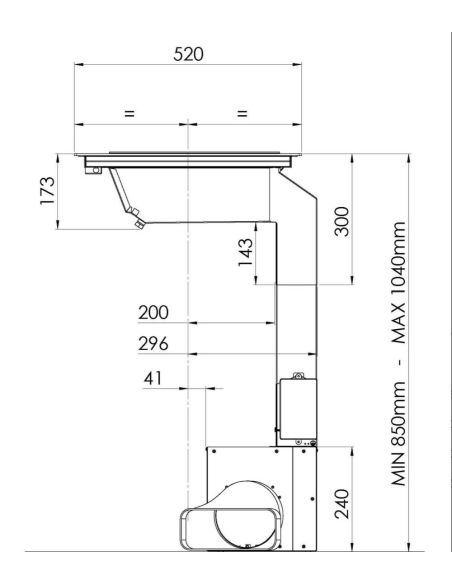 GALVAMET QUICK Induction hob with extractor