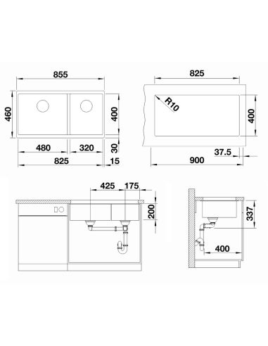 BLANCO SUBLINE 480/320-U Silgranit Undermount Kitchen sink