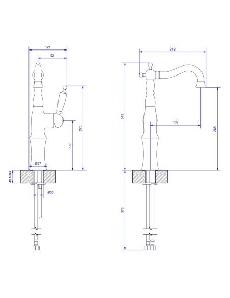 BUGNATESE 6317S Single hole basin mixer with extension