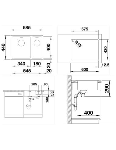 BLANCO ANDANO 340/180-IF Flushmount Kitchen sink 522973