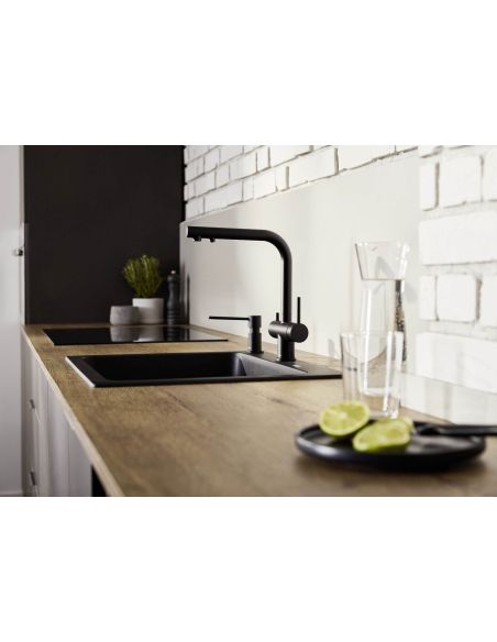 BLANCO FONTAS-S II Filter BLACK EDITION Yhdistetty 3in1 Keittiöhana käsisuihkulla suodatettua ja suodattamatonta vettä