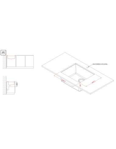 ELLECI QUADRA 105 U 50x40cm Под каменную столешницу монтируемая гранитная Кухонная мойка