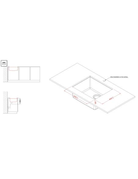ELLECI QUADRA 105 U 50x40cm Под каменную столешницу монтируемая гранитная Кухонная мойка