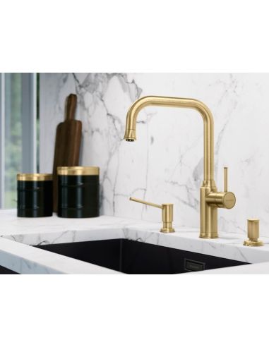 BLANCO Livia-S GOLD Satin Köögisegisti Väljätõmmatava dušivoolikuga
