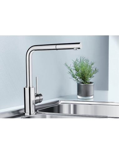 BLANCO MILA-S Chrome With pull-out hand shower Kitchen Faucet (2)