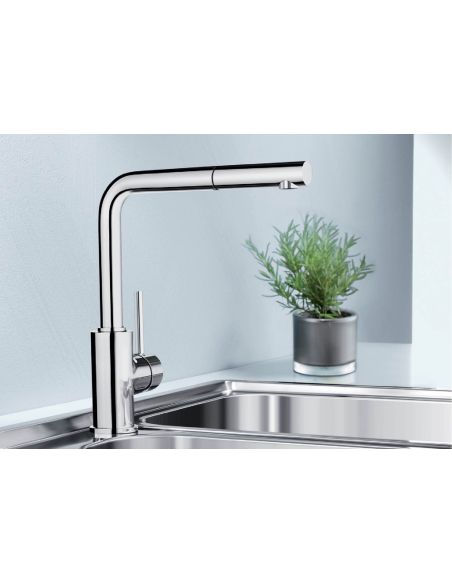 BLANCO MILA-S Chrome With pull-out hand shower Kitchen Faucet (2)