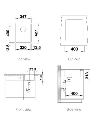 BLANCO SUBLINE 320-F Silgranit В один уровень монтируемая Кухонная мойка (8)
