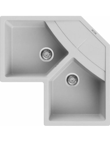 ELLECI UNICO CORNER Inset with two bowl Composite-GRANITEK Kitchen sink (1)