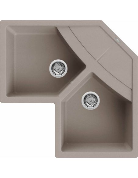ELLECI UNICO CORNER Granitek Kivikomposiitista kaksikulhoinen Kulma-Keittiöallas (5)