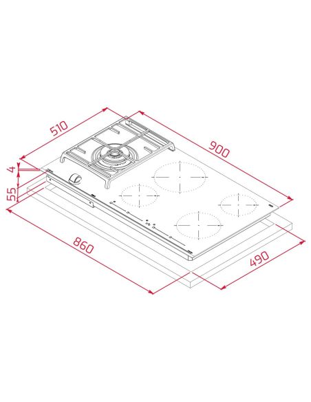 TEKA JZC 95314 ABC BK HYBRID Kombineeritud Gaasi+Induktsiooniplaat WOK 112570202