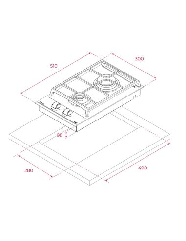 112570180 TEKA GZC 32309 XBN 2X DOMINO Built-in modular gas on ceramic glass hob 112570180