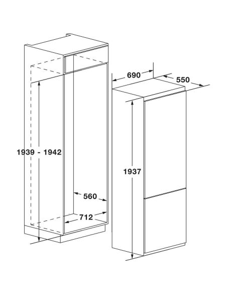 FULGOR 70cm Sisäänrakennettu jääkaappi-pakastin (2)