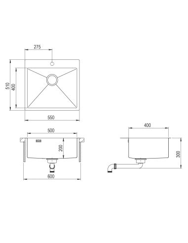 Stainless Steel Kitchen sink HELIKA AQUASANITA AIR100N