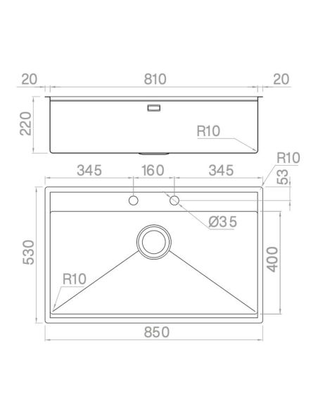 ARTINOX NEWGO 81, 80cm Brushed Stainless Steel Kitchen sink (2)