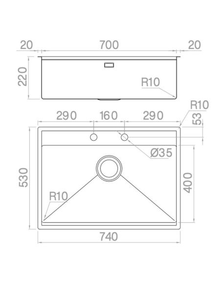 ARTINOX NEWGO 70, 70cm Flush mount Stainless Steel Kitchen sink (4)