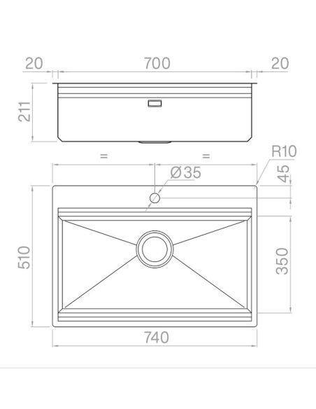 ARTINOX LAYER BRP70 Двухуровневая Сверху в один уроень со столешницей монтируемая из нержавеющей стали Кухонная мойка