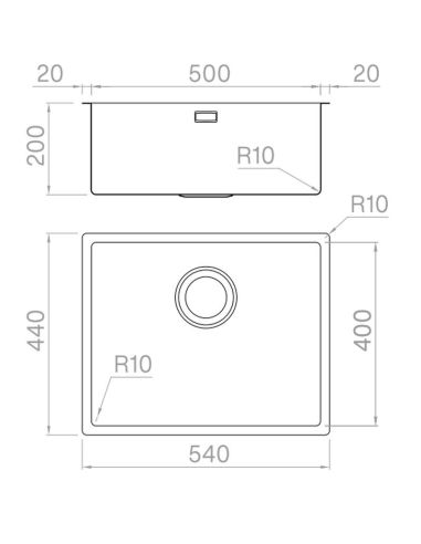 ARTINOX RADIUS 50, 50x40мм Кухонная мойка из нержавеющей стали (6)