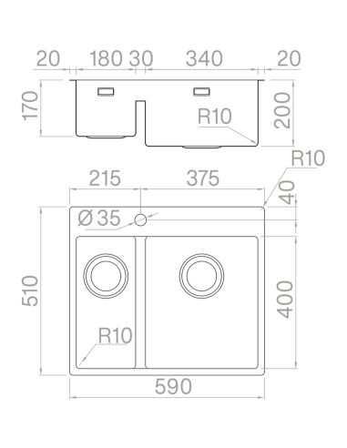 ARTINOX MOSE BR 60 Stainless Steel Kitchen sink