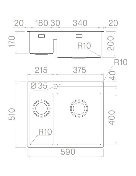 ARTINOX MOSE BR 60 Stainless Steel Kitchen sink