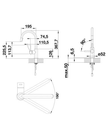 BLANCO CANDOR-S St.Steel Kitchen faucet with pull-out hand shower 523121