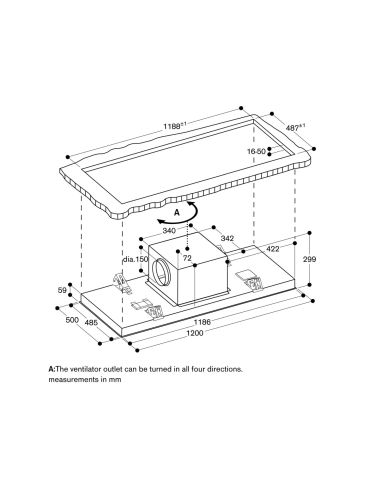 GAGGENAU AC250121 120cm 200 series Saarekemallin liesituuletin