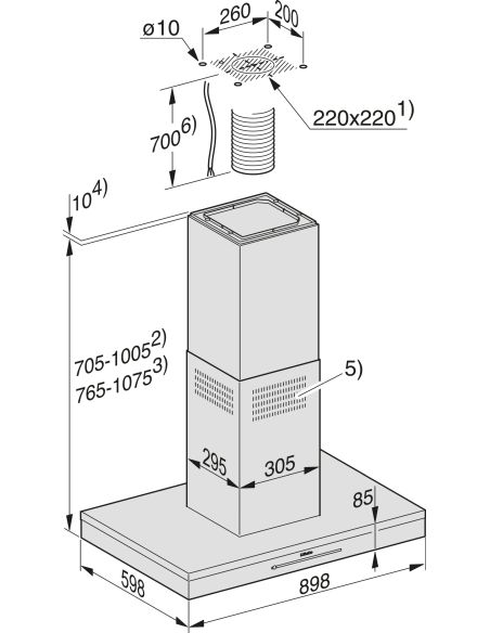 DA 6698 D Puristic Version 6000 90cm Островная вытяжка