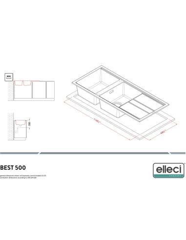 ELLECI BEST 500 двумя чашами В столешницу сверху монтируемая Гранитная Кухонная мойка
