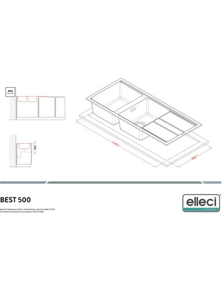 ELLECI BEST 500 двумя чашами В столешницу сверху монтируемая Гранитная Кухонная мойка