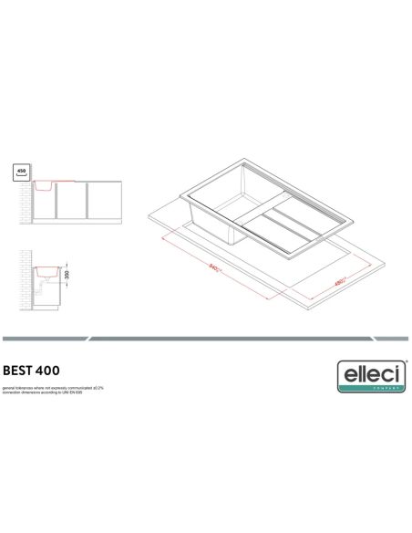 ELLECI BEST 400 В столешницу сверху монтируемая Гранитная Кухонная мойка
