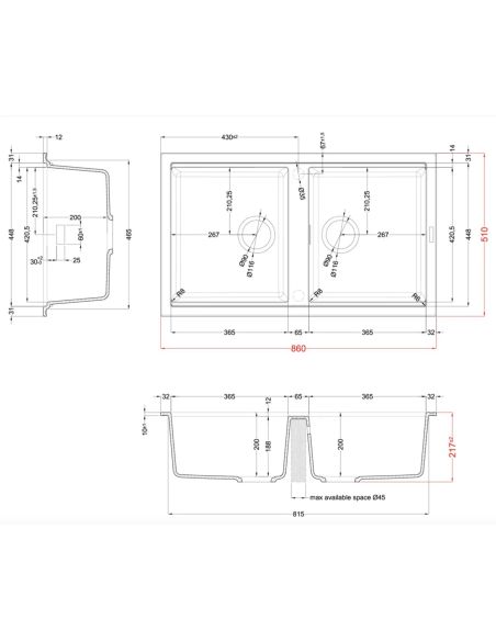 ELLECI BEST 450 Built-in Composite Kitchen sink