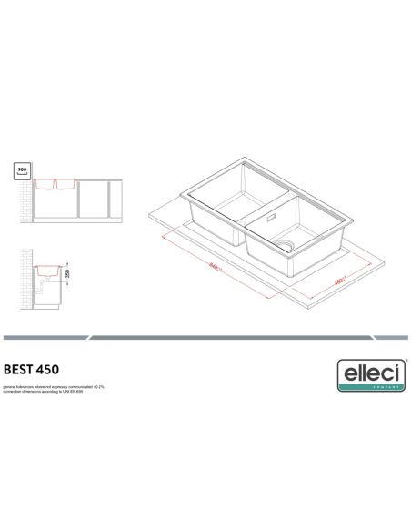 ELLECI BEST 450 Päältä asennettava Kivikomposiitista Keittiöallas