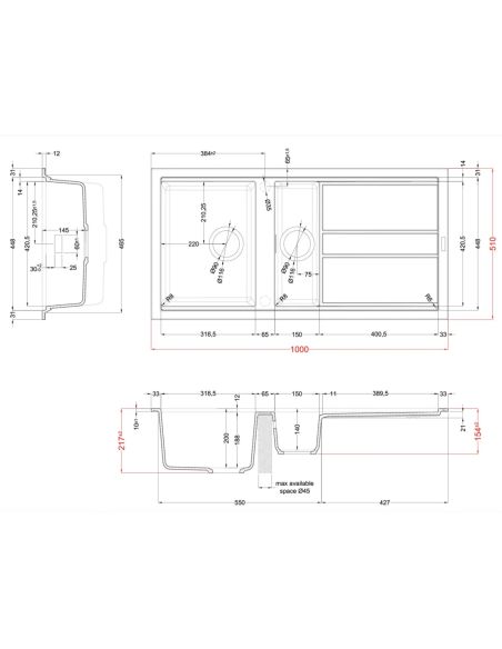 ELLECI BEST 475 Built-in Composite Kitchen sink