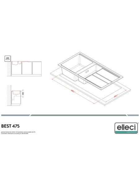 ELLECI BEST 475 Pealt Paigaldatav Graniit Köögivalamu