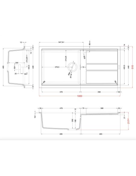 ELLECI BEST 480 В столешницу сверху монтируемая Гранитная Кухонная мойка