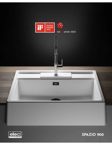 ELLECI SPAZIO 900 KERATEK Butler Farmhouse-Style Kivikomposiitista Keittiöallas (7)