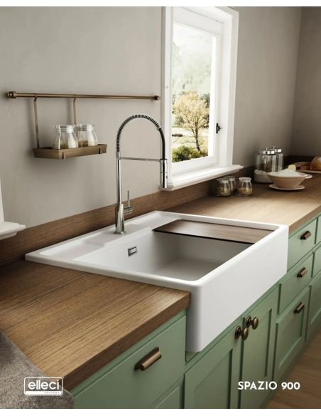 ELLECI SPAZIO 900 KERATEK Butler Farmhouse-Style Kivikomposiitista Keittiöallas (8)