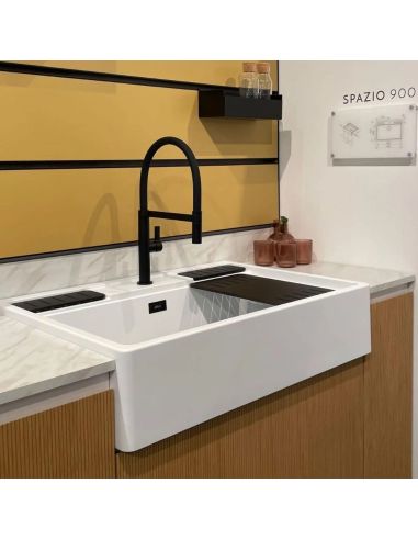 ELLECI SPAZIO 900 KERATEK Butler Farmhouse-Style Kivikomposiitista Keittiöallas (9)