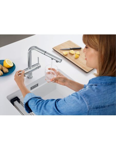 HELIKA Aquaduo Plus 2683-G GOLD Satin Combi 2in1 Kitchen faucet with pull-out spout and drinking water filter (6)