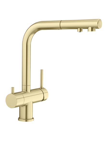 HELIKA Aquaduo Plus 2683-G GOLD Satin Combi 2in1 Kitchen faucet with pull-out spout and drinking water filter (2)