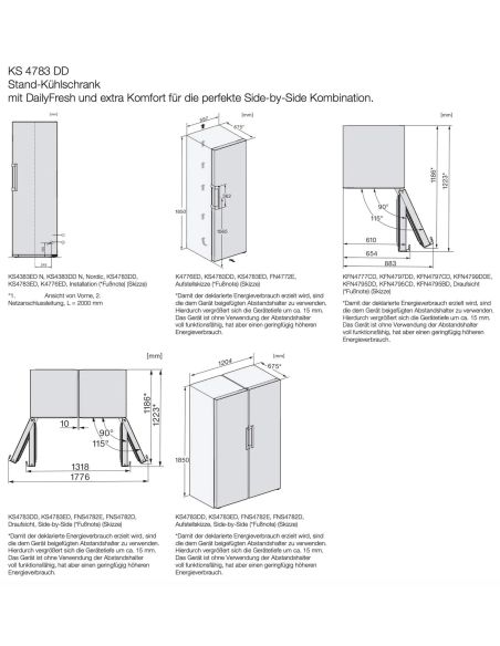 MIELE KS4783 DD WS White Free Standing Refrigerator (SBS) (9)